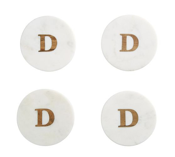 Alphabet Marble/Wood Coasters - Set of 4 | Pottery Barn (US)