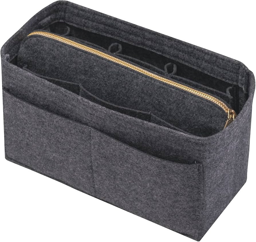 Purse Organizer Insert with Zipper Felt Bag Organizer Handbag Organizer Insert Bag in Bag Organiz... | Amazon (US)