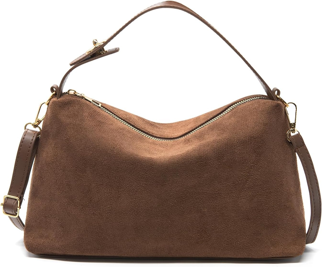 LJCZKA Suede Crossbody Bag for Women Suede Handbag Shoulder Bag Fall Slouchy Tote Bag Top Handle with Adjustable Strap | Amazon (US)