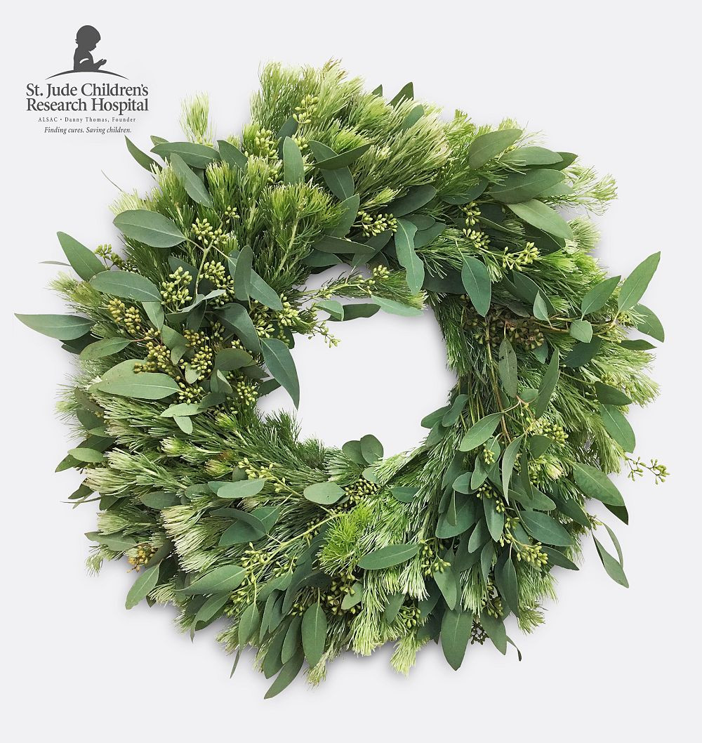 Live Wooly Bush, Seeded Eucalyptus 20"" x 20"" Wreath | Rejuvenation