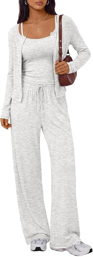 Trendy Queen Womens 3 Piece Lounge Sets Airport Outfits 2026 | Amazon (US)