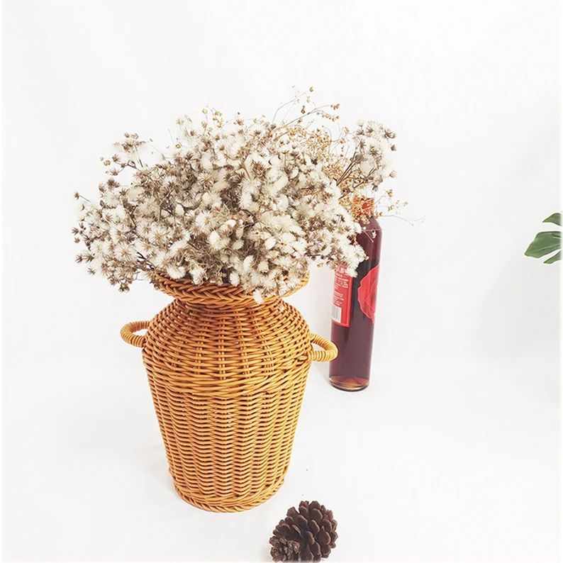 Wicker Flower Vase Rattan Handmade Flower Basket Farmhouse Dried Flower Pot for Weddings Home Dec... | Etsy (US)