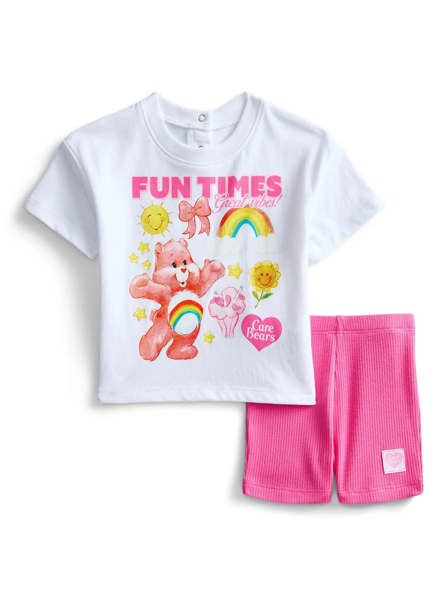 Care Bears Baby Girls Graphic Tee and Bike Shorts Set, 2 Piece, Sizes 0/3M-6/9M | Walmart (US)