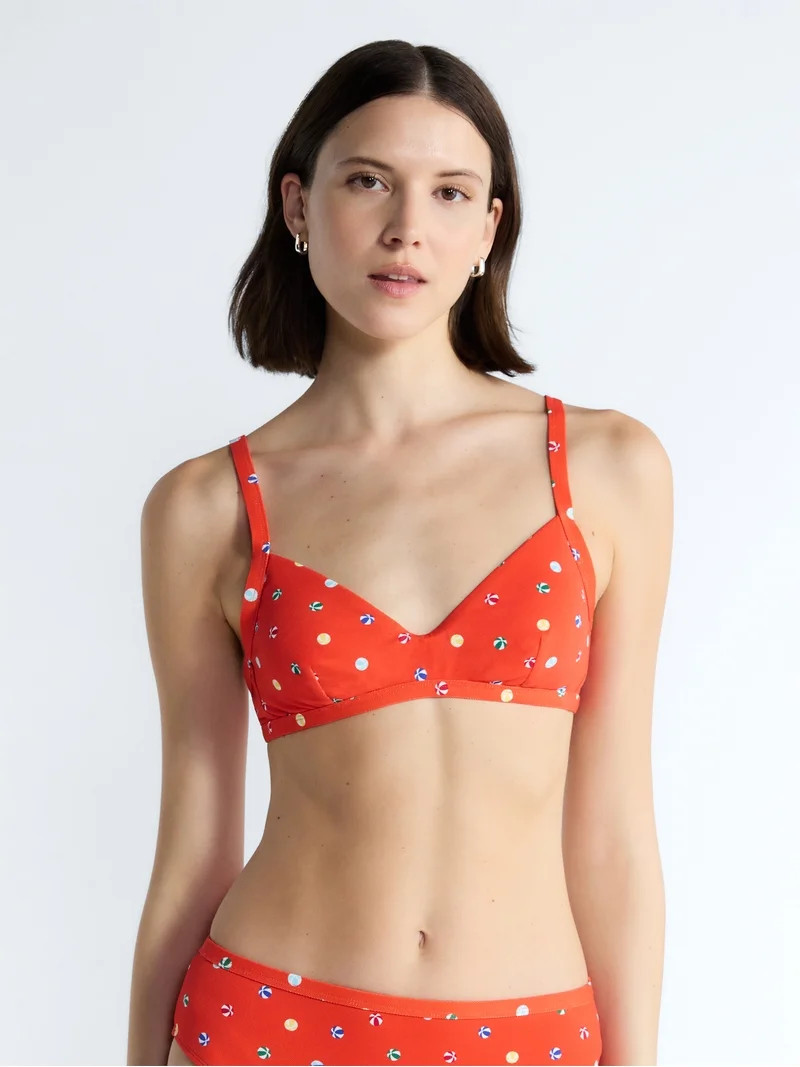 Free Assembly Women's and Women’s Plus Longline Triangle Bikini Top, Sizes XS-3X | Walmart (US)