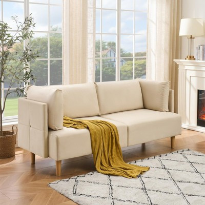 Garvee Loveseat Sofa Couch for Living Room, 76" Modern Velvet Deep 2-Seater Cloud Couch with 2 Armrest Pillows for Bedroom, Office, Apartment, Beige | Target