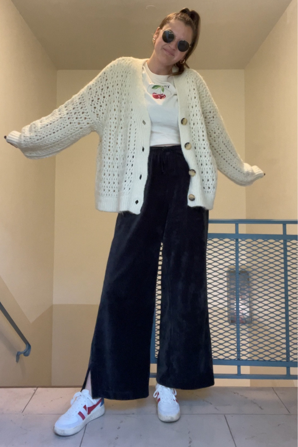 New arrival / just purchased: asos Topshop graphic cherry baby tee in cream, red and white, cream chunky knit cardigan, spring / summer, fall / winter, Nike velour wide leg pants in blue or black, high waisted pants, crushed velour, corduroy pants, comfy clothes, casual, activewear, workout, on sale now, sweatpants, spring / summer, budget friendly, affordable, under $100, Proenza Schouler White Label logo-print belt bag, designer handbag, Fanny pack, shoulder bag, crossbody, just purchased, new arrival, gold jewelry from Amazon, rings, earrings, gola sneakers, budget friendly, affordable

#LTKunder50 #LTKstyletip #LTKunder100