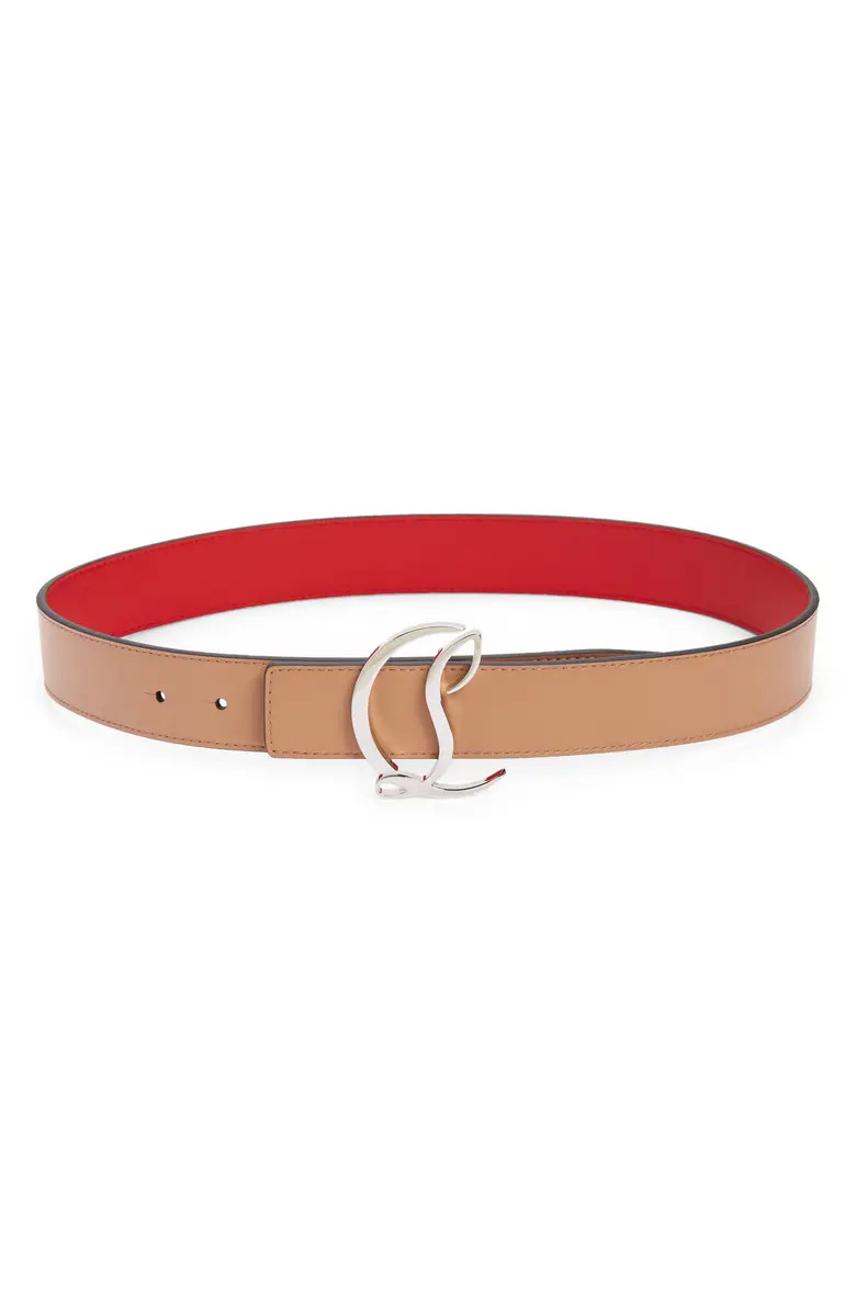 Christian Louboutin Logo Buckle Leather Belt | Nordstrom | Nordstrom