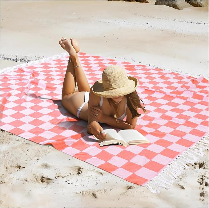 Jumbo Turkish Beach Towel Blanket Picnic Outdoor Mat Oversized Sandproof Fast Dry Thin Extra Larg... | Amazon (US)