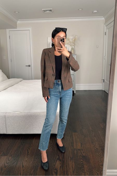25% off at Madewell for insiders (free to join!) 

•Perfect Vintage jeans are my top sale pick! Often excluded from promos. I have sz 24 petite. I tried on the Bainton wash and the  Kepler wash also looks great. 

FYI I cut the hem on mine an inch to make them a little more cropped - very easy to do. I have a blog post & reel on this. Perfect vintage in general Runs a tad bit at the waist,


•Cropped blazer xxs - this regular sizing so the sleeves are a bit long on me (5ft tall)

•old Ballet flats , linked very similar that felt comfortable when I tried them on

Fall petite smart casual jeans outfit , office friendly 

#LTKSeasonal #LTKsalealert #LTKworkwear
