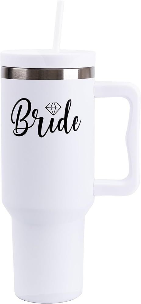 Hacienda Art & Home Bride's 40 Oz Tumbler with Handle and Straw - Insulated Stainless Steel Water... | Amazon (US)
