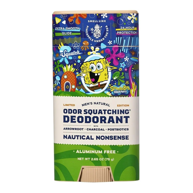 Dr. Squatch SpongeBob SquarePants Limited Edition Natural Deodorant, Nautical Nonsense, 2.65 oz | Walmart (US)