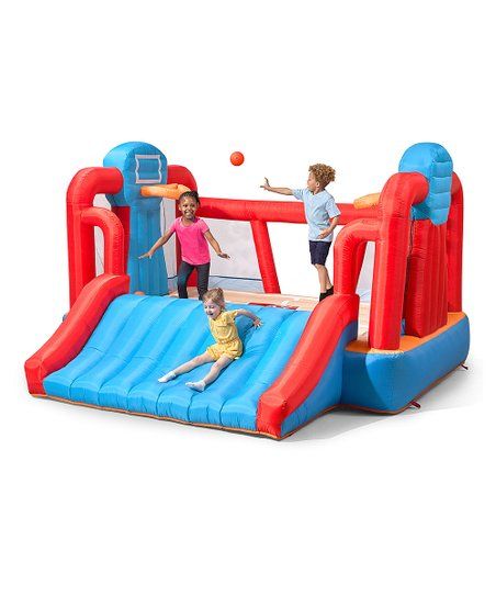 Red & Blue Basketball 'n' Slide Inflatable Bouncer | Zulily