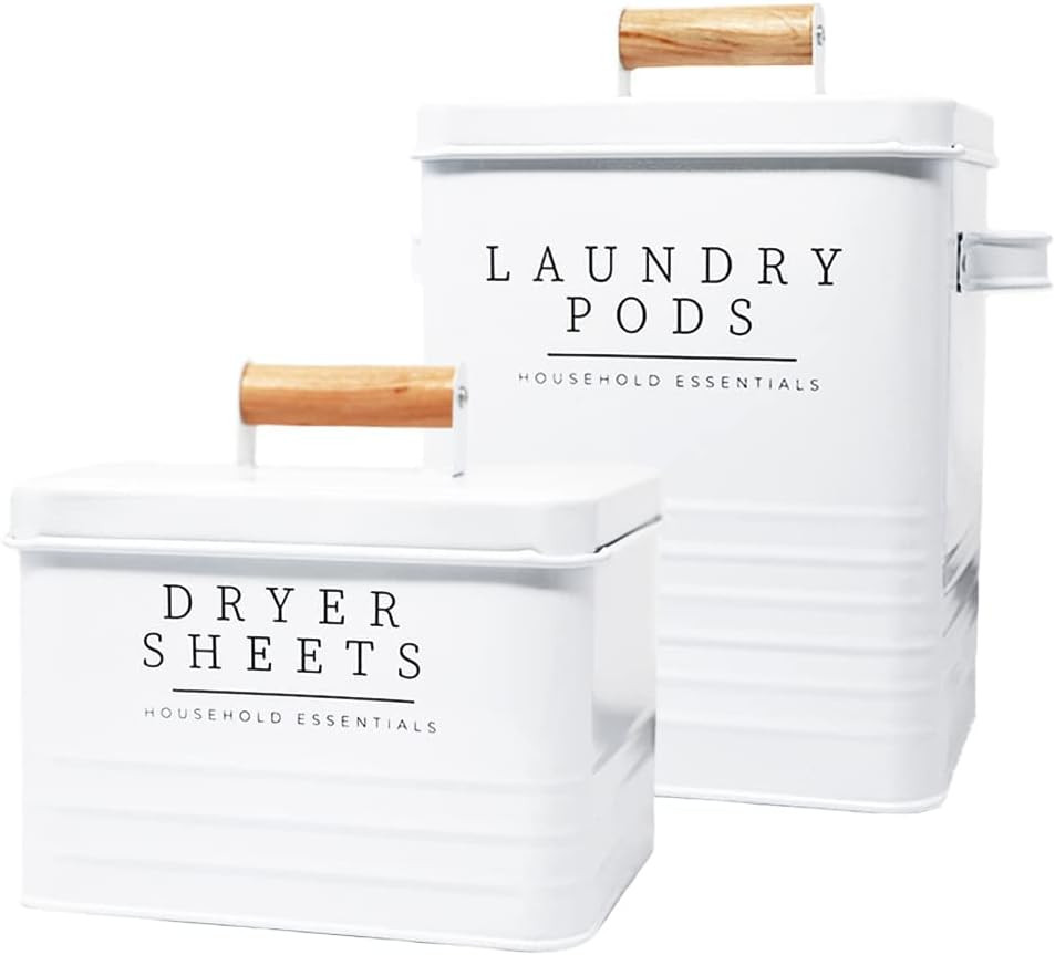 KOANEssentials Modern Farmhouse Metal Laundry Pods Container with Dryer Sheet Holder for Laundry ... | Amazon (US)