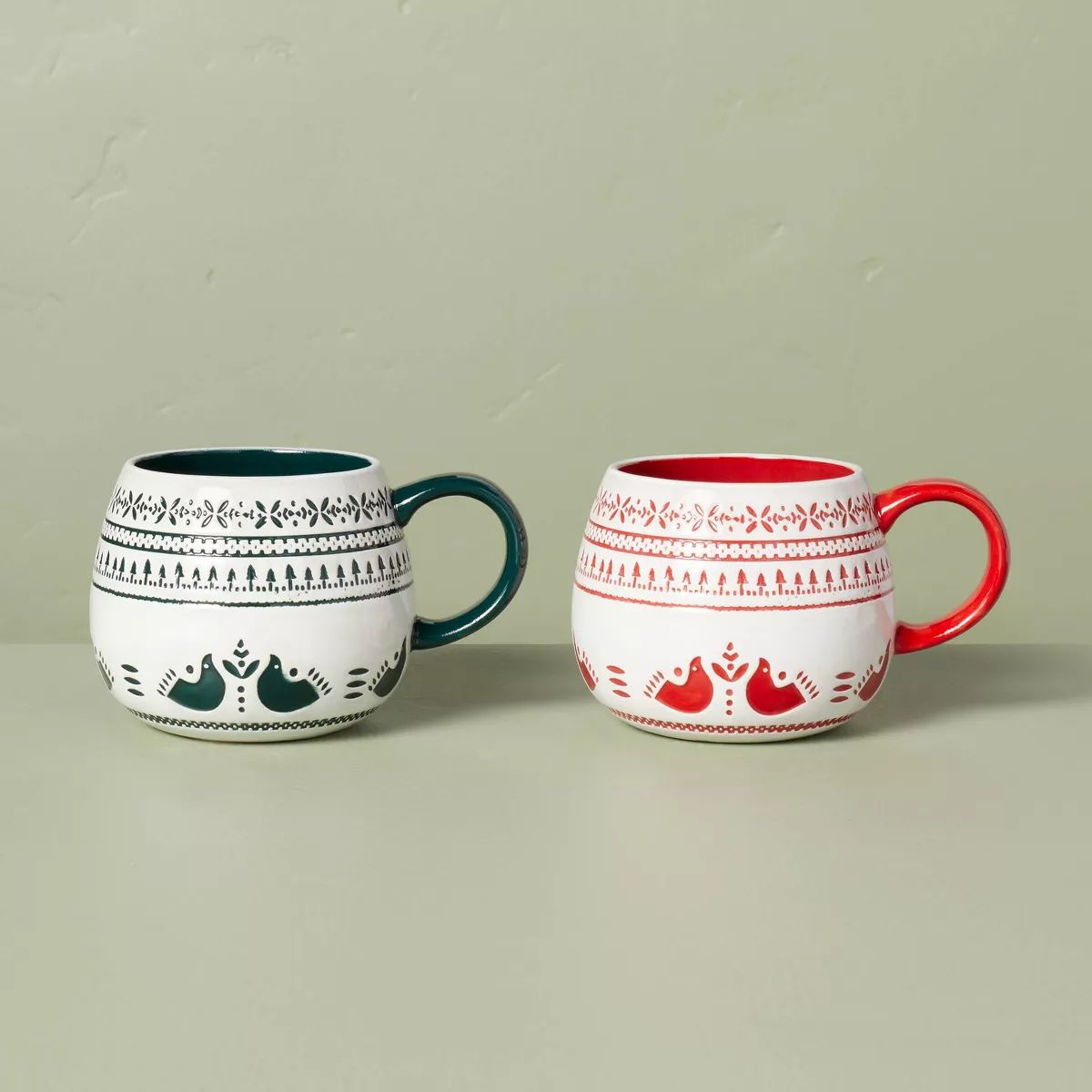 14oz Nordic Christmas Fair Isle Stoneware Mugs - Hearth & Hand™ with Magnolia | Target
