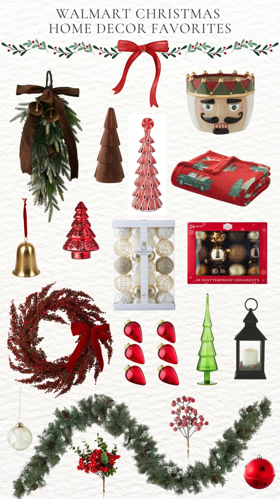 Deck the halls for less 🎄✨ Loving these Walmart Christmas decor favorites that bring classic cozy vibes home. From greenery, to charming tabletop accents, to eye catching festive details, these pieces instantly elevate your holiday season styling! Linking everything you need to make your space feel warm, merry, and holiday ready ❤️ 

 #LTKHoliday #LTKHome #LTKFindsUnder50