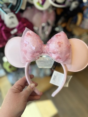 2025 Disney Parks Pink Mickey Icon Head Bow Fashion Mickey Minnie Ears Headband | eBay US