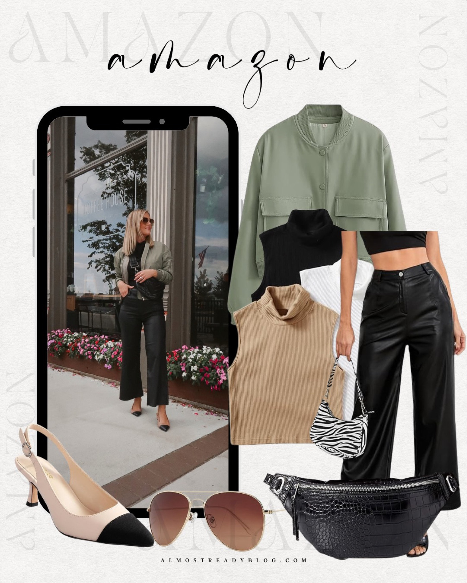 Amazon look for less, amazon fall fashion, rib top, bomber jacket, belt bag, cropped faux leather pants 

#LTKfindsunder50 #LTKfindsunder100