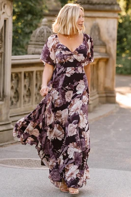 Positano Maxi Dress | Dusty Plum Floral | Baltic Born