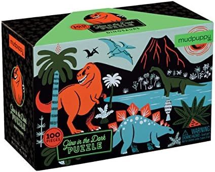 Mudpuppy Dinosaur Glow-in-the-Dark Puzzle, 100 Pieces, 18”x12” –Perfect for Kids Age 5+ - C... | Amazon (US)