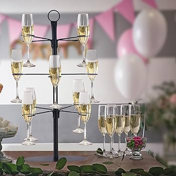 Champagne Tower, Metal Drink Tower for Parties Champagne Glass Holder, 3 Tiers - 12 Brackets, for... | Amazon (US)