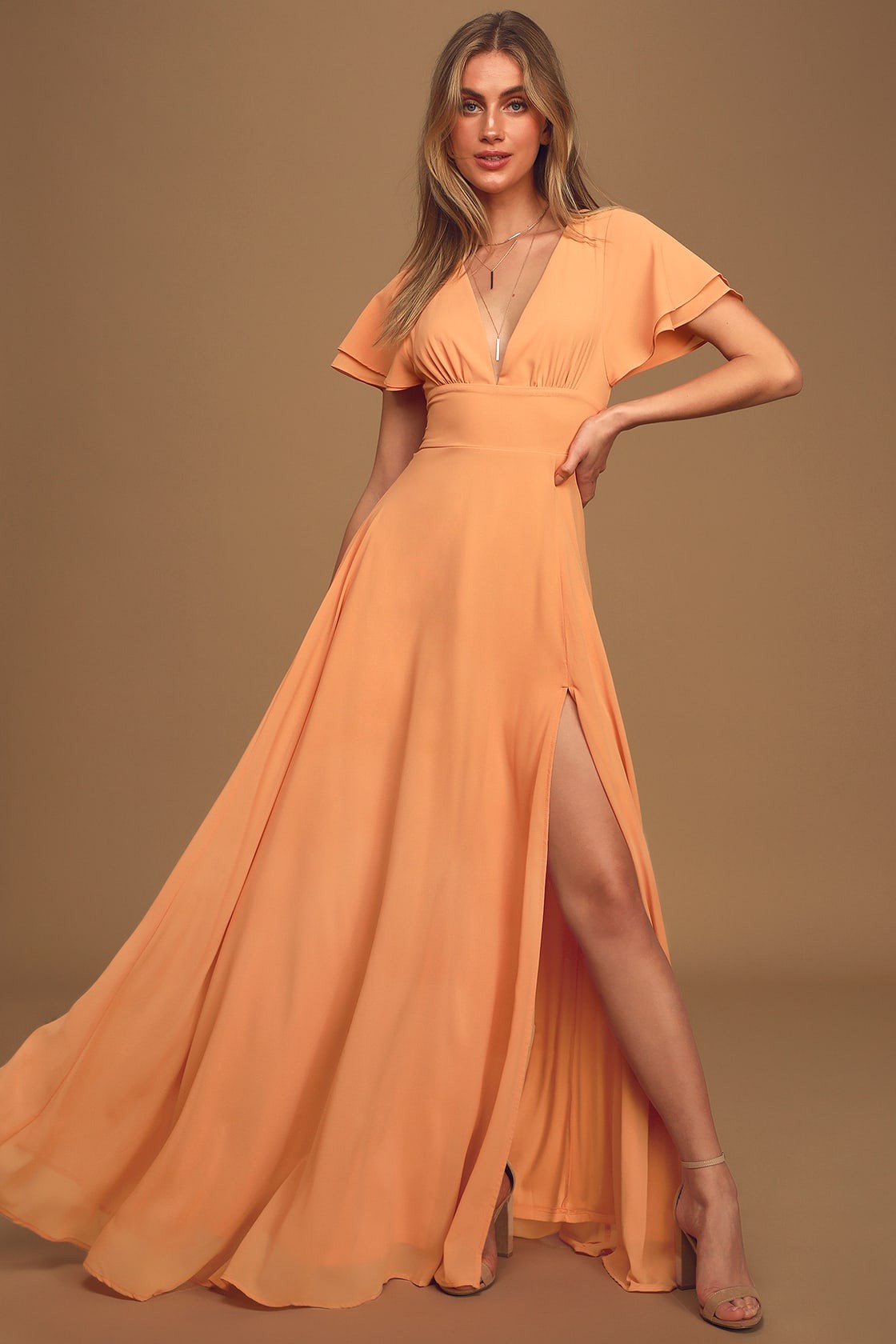 coral midi dress for wedding