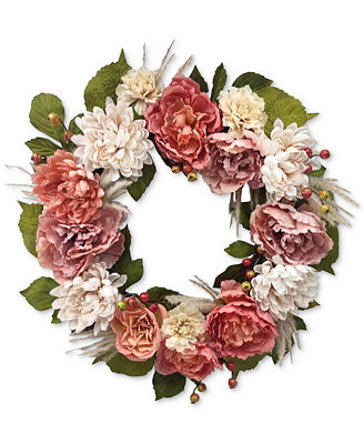 Martha Stewart Collection Peony Floral Collection Wreath, Created for Macy's & Reviews - Artifici... | Macys (US)