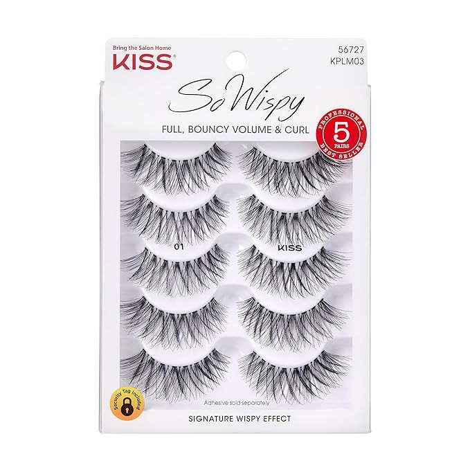 KISS So Wispy, False Eyelashes, 'Style #01', 14 mm, Includes 5 Pairs Of Lashes, Contact Lens Frie... | Amazon (US)