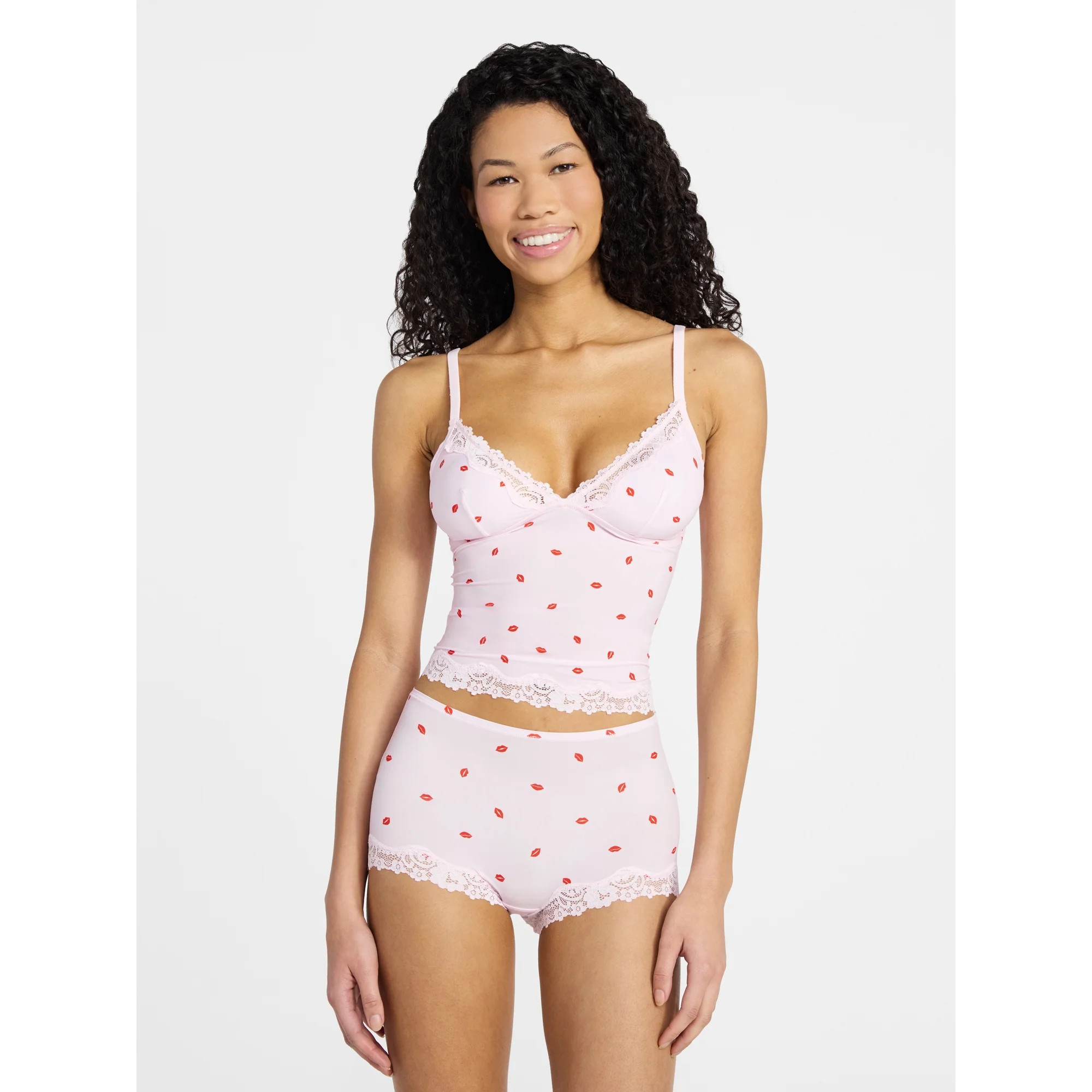 No Boundaries Fit Stretch Cami and Shorts Set with Lace Trim, 2-Piece, Women's XS-XXL | Walmart (US)
