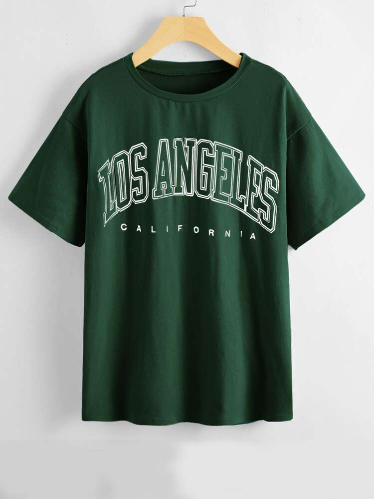 Letter Graphic Drop Shoulder Longline Tee | SHEIN