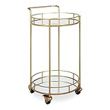 Kate and Laurel Deveaux Modern Metal and Glass Bar Cart, 17.75" x 17" x 30", Glam Gold Finish and Ro | Amazon (US)