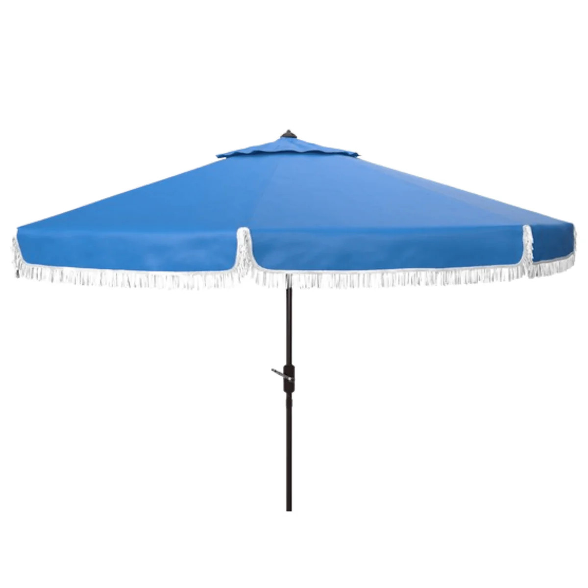Pacific Blue with White Fringe 9' Crank Outdoor Patio Umbrella | The Well Appointed House, LLC