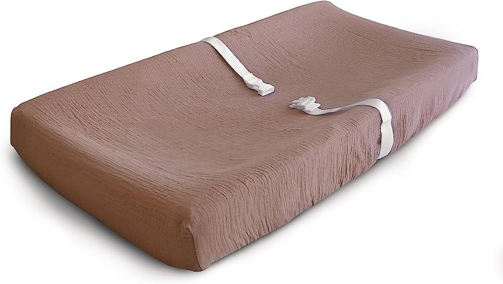 mushie Extra Soft Muslin Fitted Changing Pad Cover (Natural) | Amazon (US)