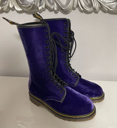 Very rare 14-eye 1914 doc dr martens vintage mid calf purple velvet boots ??  | eBay | eBay US