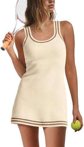 Nirovien Womens Tennis Dress with Shorts Sleeveless Athletic Romper Dress Knit Active Dresses Wor... | Amazon (US)