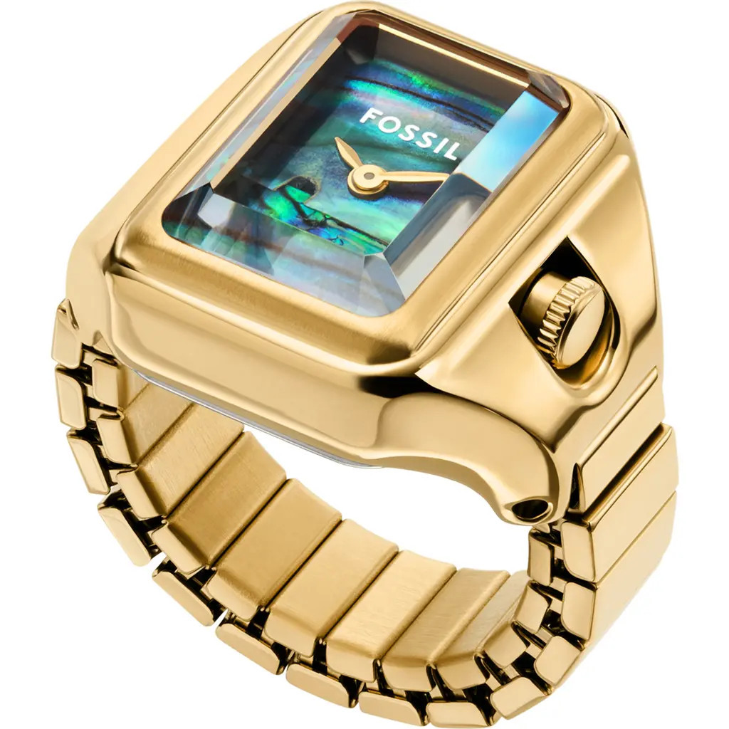 Fossil Raquel Ring Watch, 14mm x 18.5mm in Gold /Abalone at Nordstrom | Nordstrom