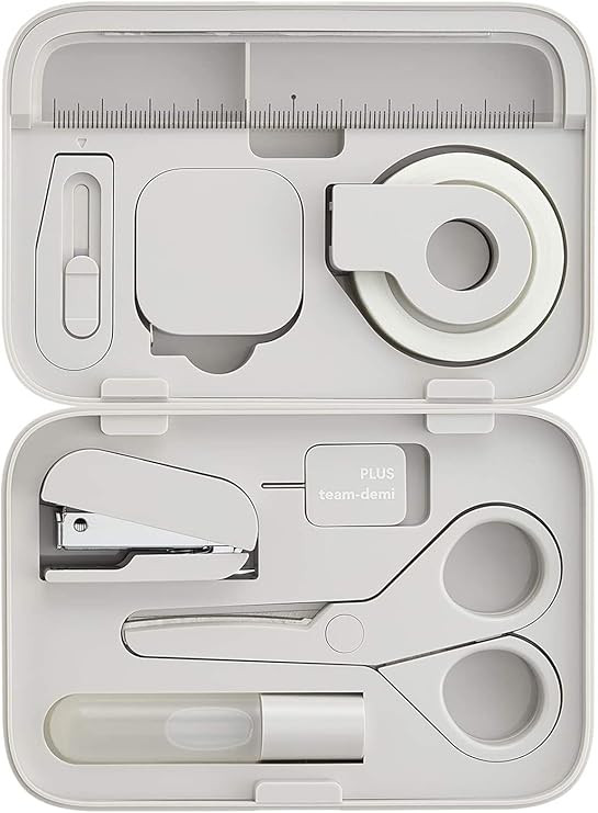 Plus Stationery Kit team-demi Gray (Scissors, stapler, tape, liquid glue, cutter, ruler, tape mea... | Amazon (US)