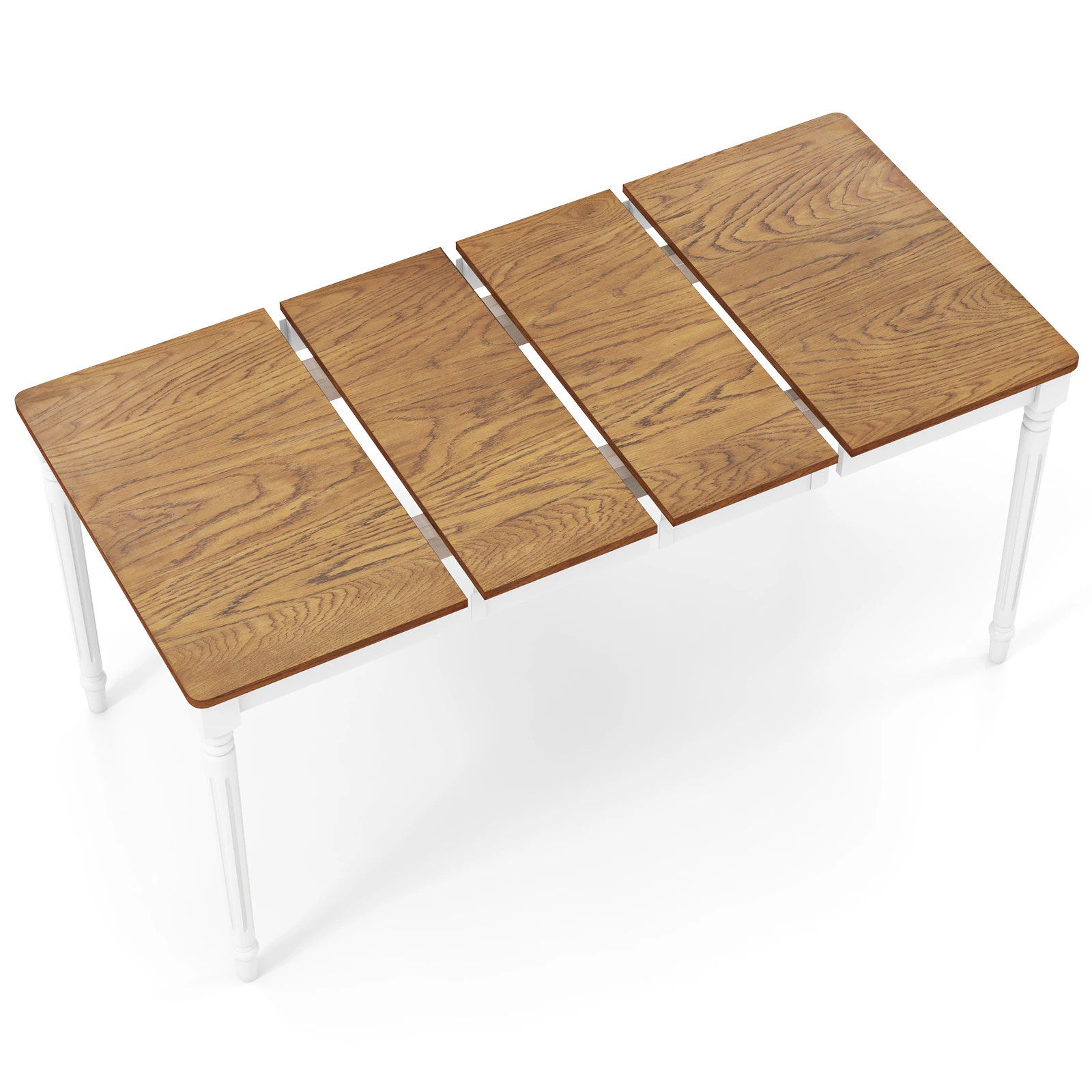 SUGIFT Extendable Dining Table for 4 to 8 People 36-in 48-in 60-in Adjustable Lengths Rubber Wood Legs 220-lb Capacity White one_size in Brown | Lowe's