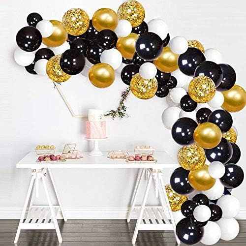 Black Gold Metallic Balloons Garland Kit, 120 pcs Black and Gold Confetti White Balloons Arch wit... | Amazon (US)