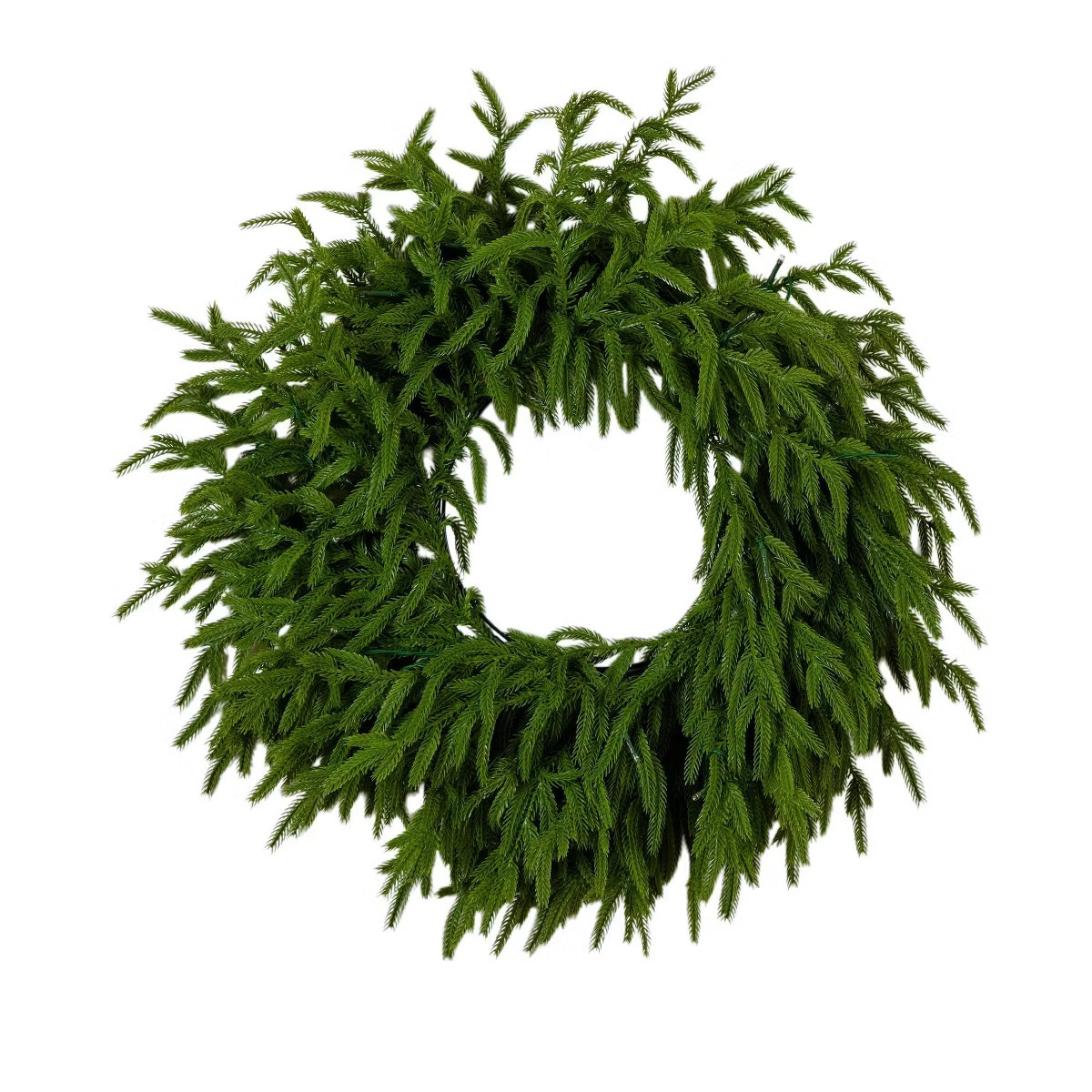 Nearly Natural 20" Pre-Lit Artificial Real Touch Norfolk Island Pine Wreath with 35 Warm White LE... | Target
