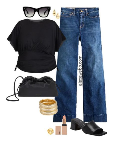 How to Wear Plus Size Wide Leg Jeans - A plus size casual outfit idea with wide leg jeans and a cropped top. Alexa Webb #plussize

#LTKOver40 #LTKPlusSize #LTKStyleTip