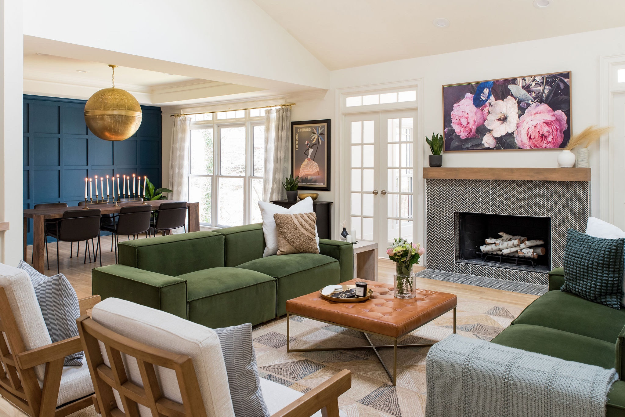 Sharing one of my favorite design projects that I completed recently. This family needed items that were beautiful and could live in a space with children. Here are some of the affordable and kid friendly items that I chose. Green velvet sofa, leather ottoman, accent chairs, rugs, frame tv, fireplace mantle, tile, small console.#LTKFind

#LTKfamily #LTKhome