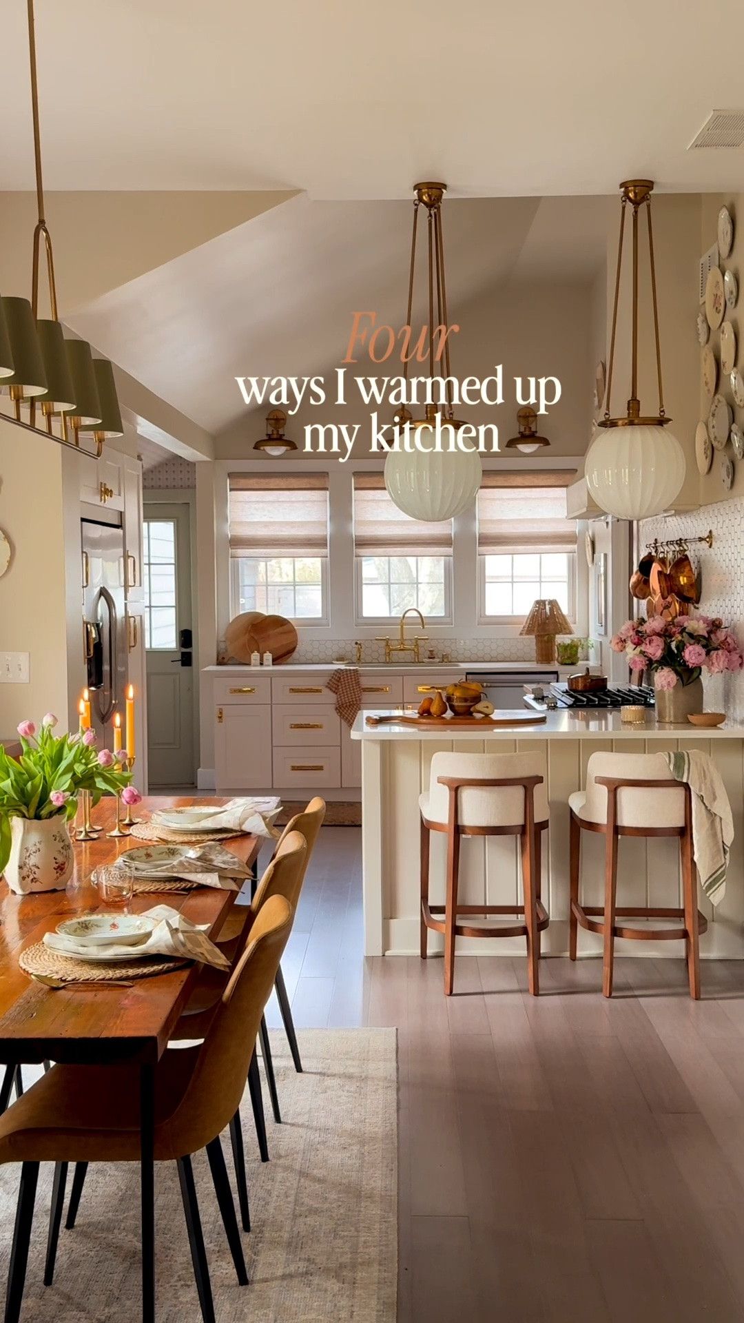 It’s still so wild to me how big of an impact these 4 changes had on my Sage Home kitchen! First, painting it beige... SUCH a game changer. It brought in so much warmth.

Then working with Rejuvenation to add the statement pendant lighting, unlacquered brass hardware and faucet, and that Greta pot rail!! It transformed the space from a modern farmhouse look into a much more inviting kitchen. 

And then, of course, all the vintage pieces, the plates, the copper... all those little details are really what made this kitchen sing.
.

#LTKHome #LTKSaleAlert