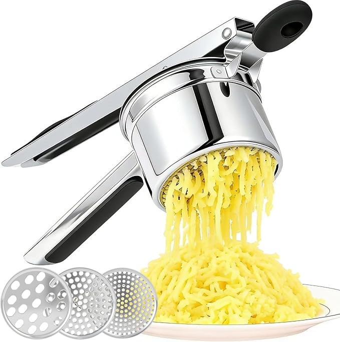 Potato ricer, Heavy Duty Ricer for Mashed Potatoes, Large Potato Masher Stainless Steel with Ergo... | Amazon (US)