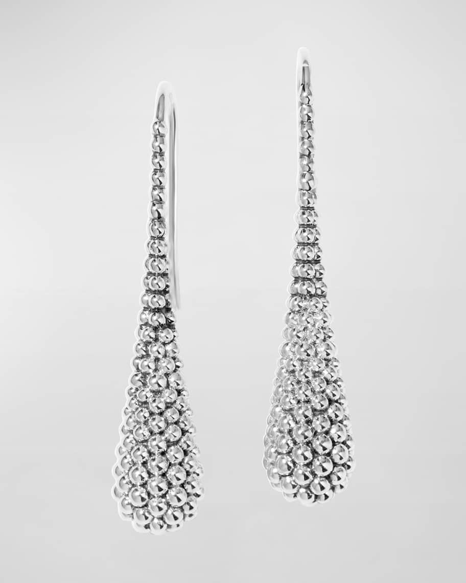 Lagos Caviar Domed Silver Drop Earrings | Neiman Marcus