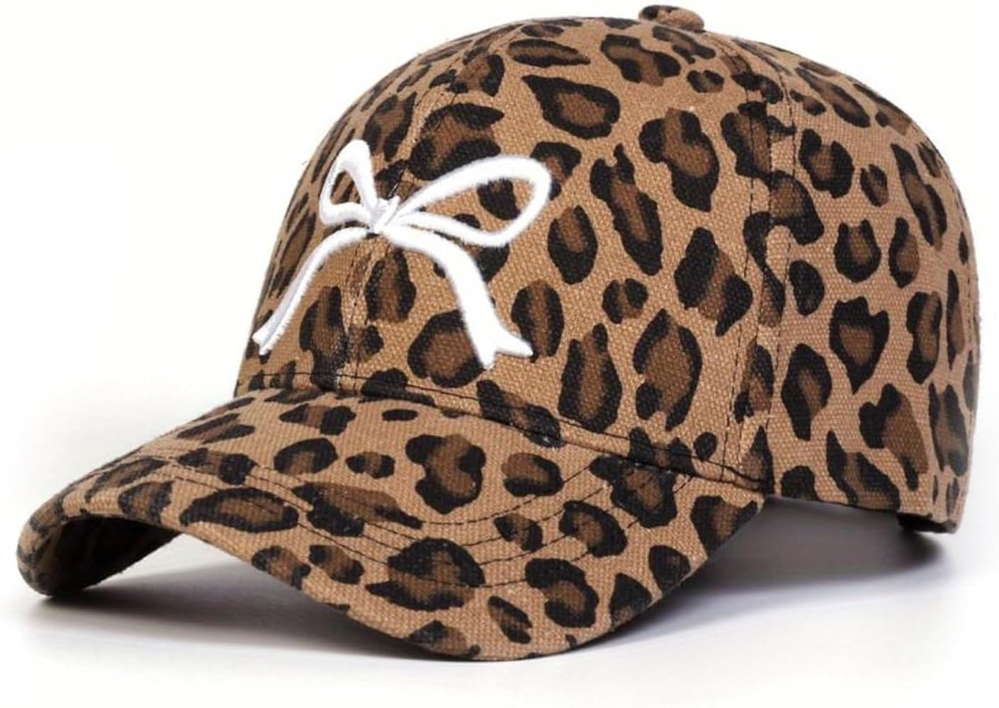 Unisex Bow Embroidered Leopard Baseball Cap, Adjustable Leopard Print Dad Hat, Spring & Summer Ou... | Amazon (US)