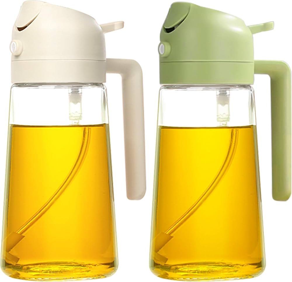 YARRAMATE 2Pcs Olive Oil Dispenser, 2 in 1 Oil Sprayer for Cooking, 16oz/470ml Glass Oil Spray Bo... | Amazon (US)