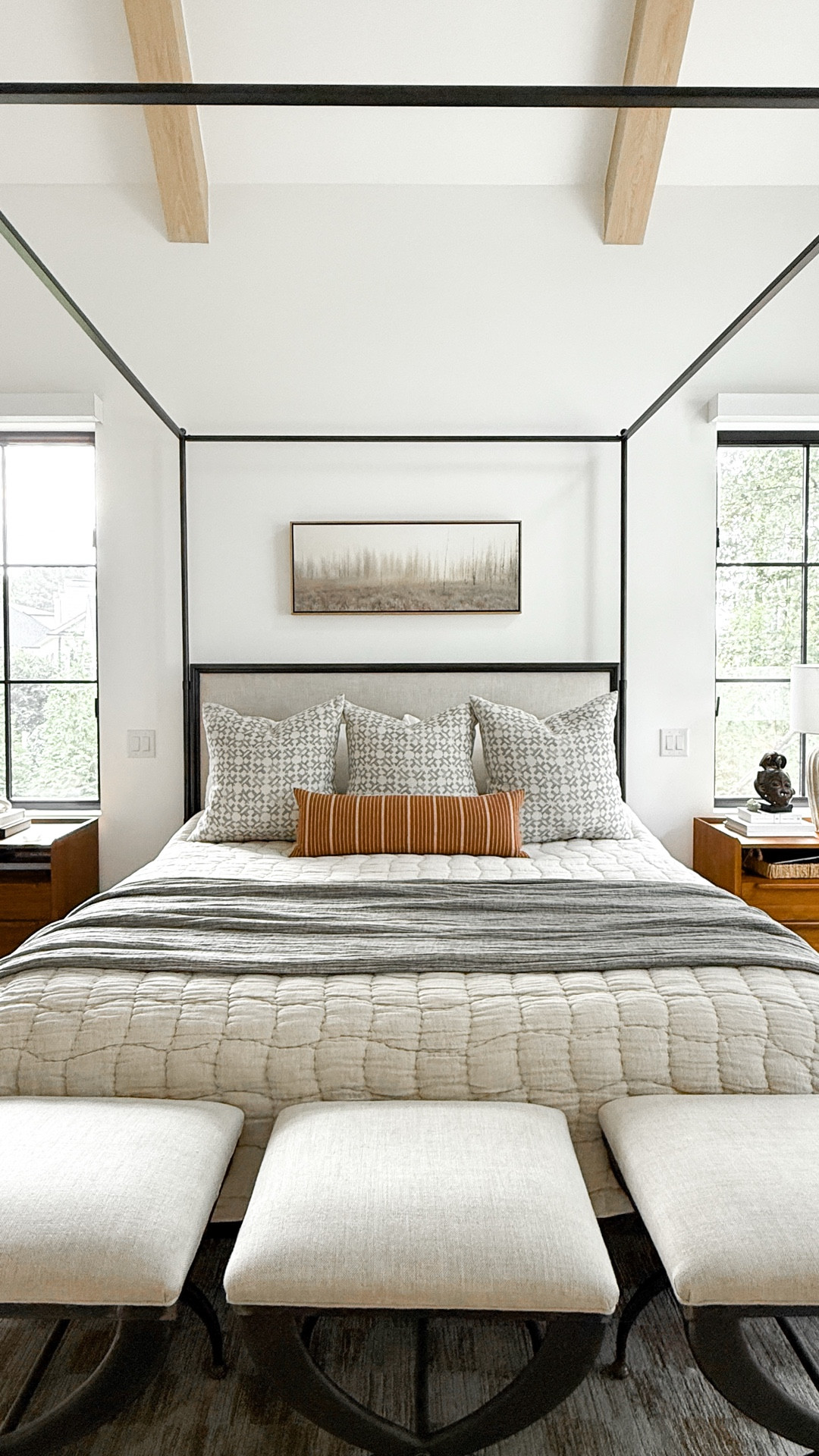 While I swoon over beds that are full of layers and textured, I know myself.  The more bedding, the less likely it is that our bed will be made.  Sticking with a simple bedding design has been the right call for us.  

#LTKHome