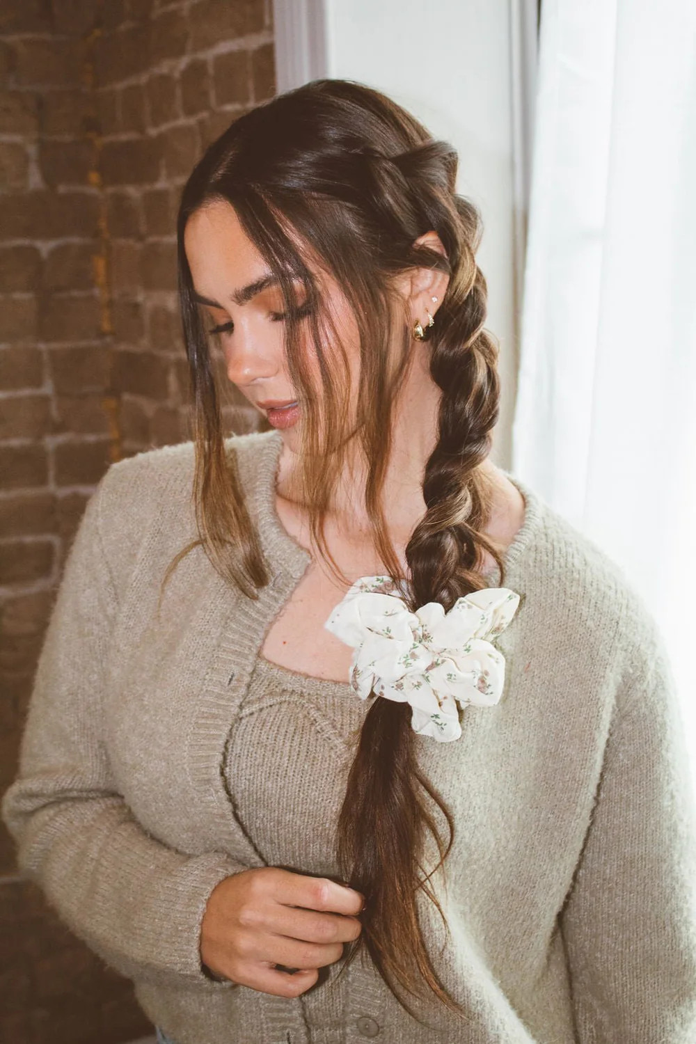 Neutral Floral Jumbo Scrunchie | Shop Andi