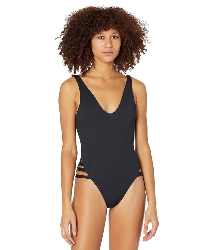 BECCA by Rebecca Virtue Fine Line Rib Sophie Strappy High Leg One-Piece | Zappos