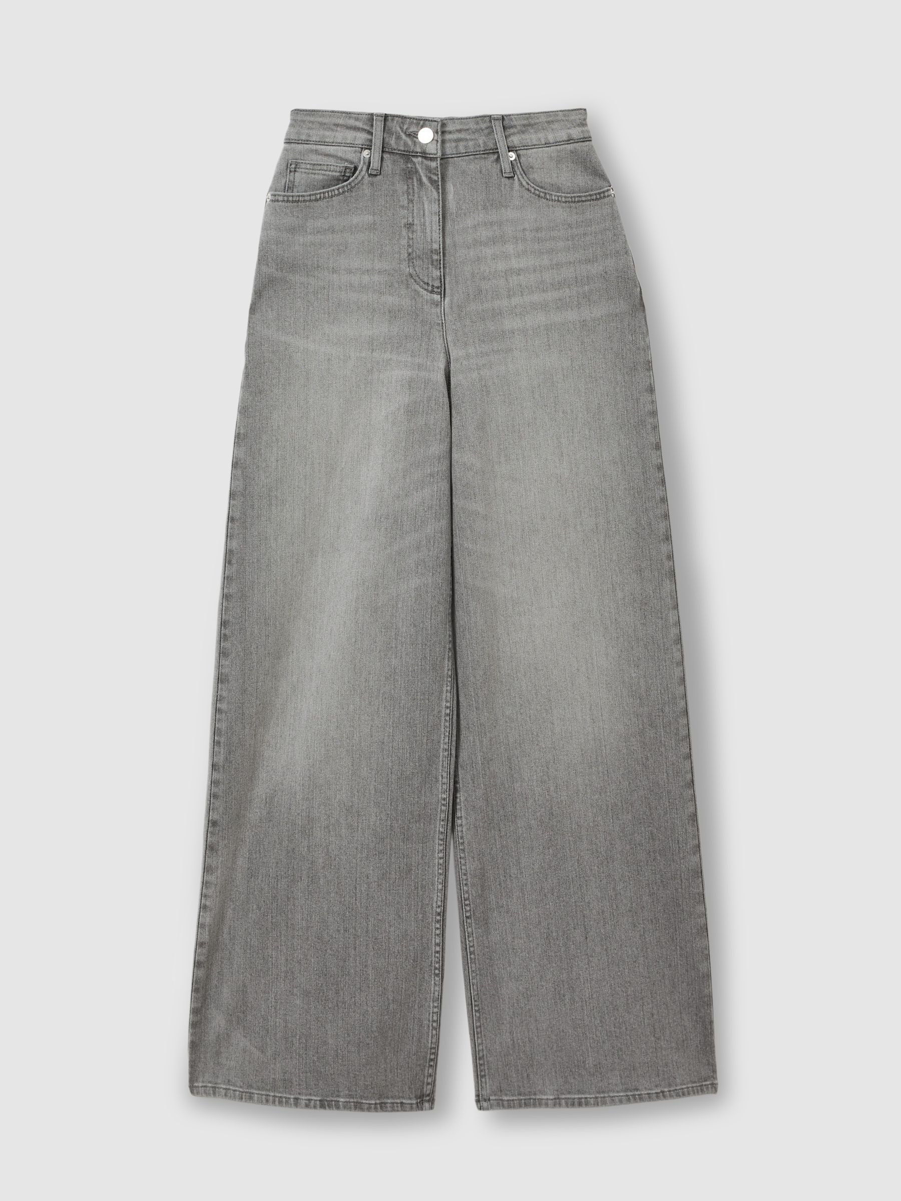 Reiss Petite Wide Leg Jeans in Washed Grey - REISS | Reiss UK
